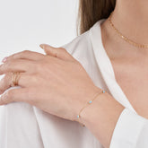 14k Gold Enamel Evil Eye Station Chain